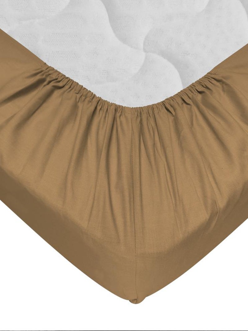 Drap-housse 100% coton 57 Fils - Bonnet 30 cm Moutarde - Kiabi