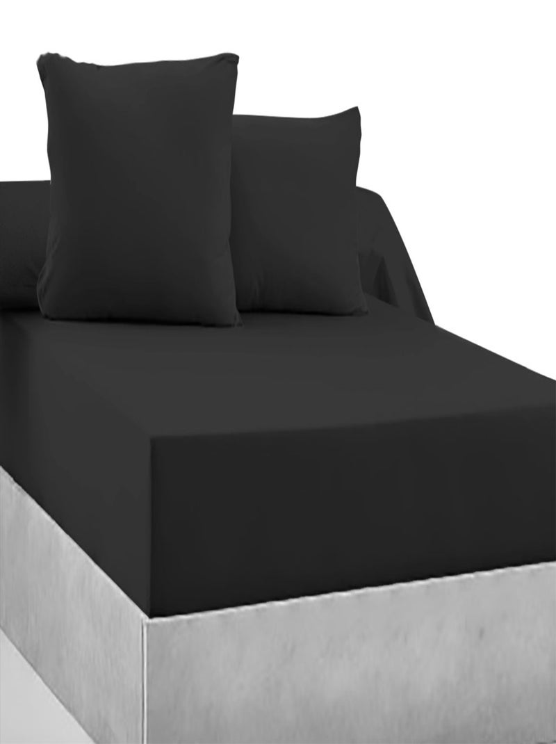 Drap-housse 100% coton 57 Fils - Bonnet 30 cm Noir - Kiabi