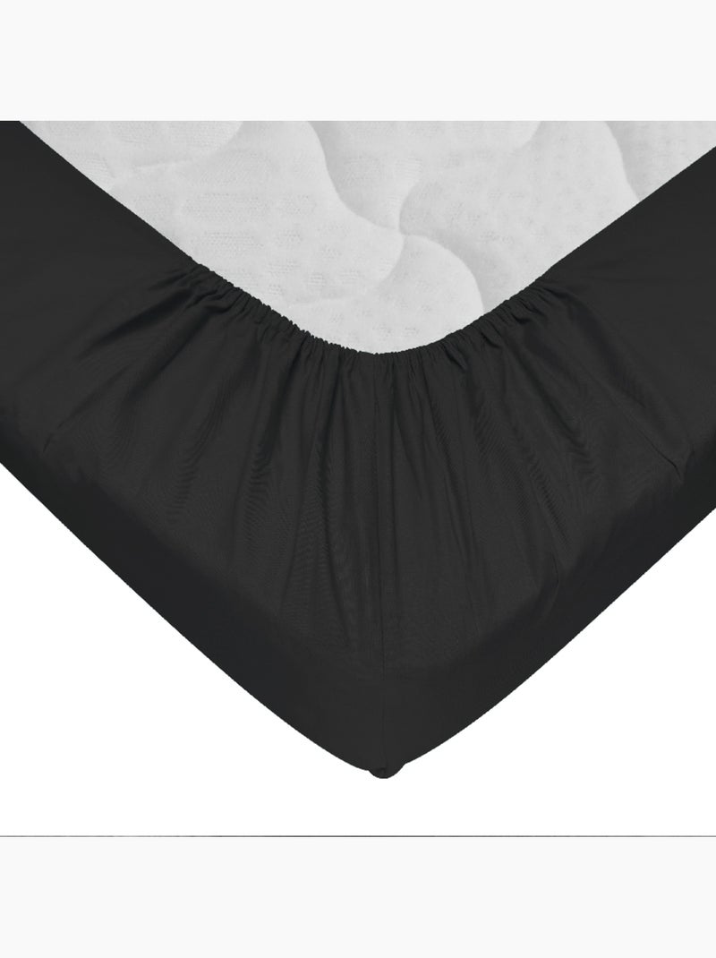 Drap-housse 100% coton 57 Fils - Bonnet 30 cm Noir - Kiabi
