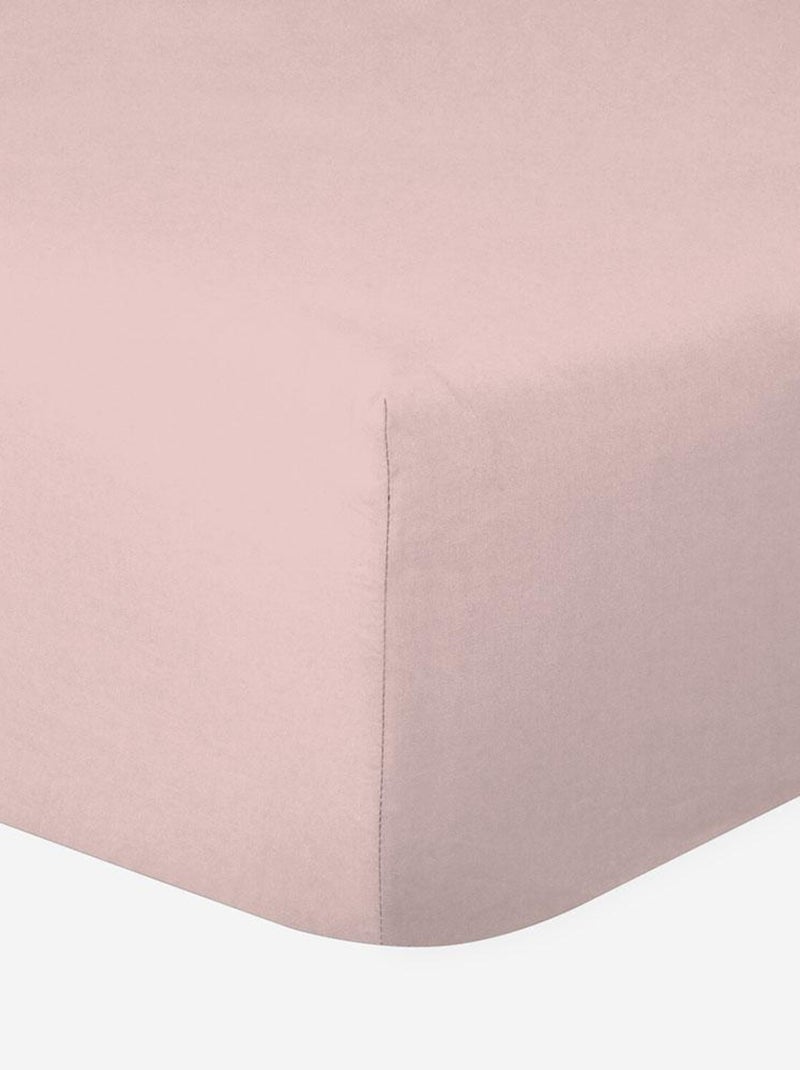 Drap-housse 100% coton 57 Fils - Bonnet 30 cm Rose pâle - Kiabi