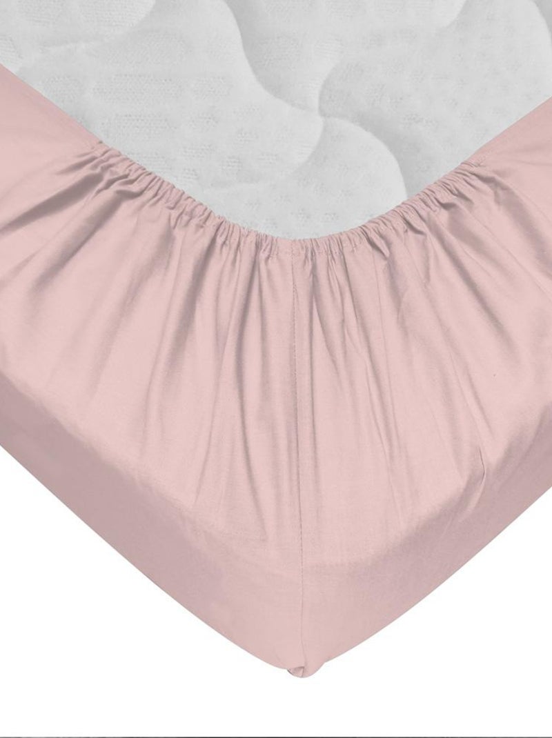 Drap-housse 100% coton 57 Fils - Bonnet 30 cm Rose pâle - Kiabi
