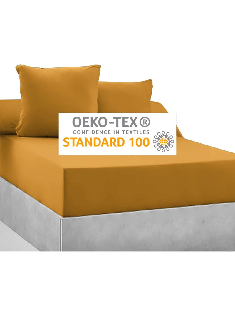 Drap-housse 100% coton 57 Fils - Bonnet 30 cm Safran - Kiabi