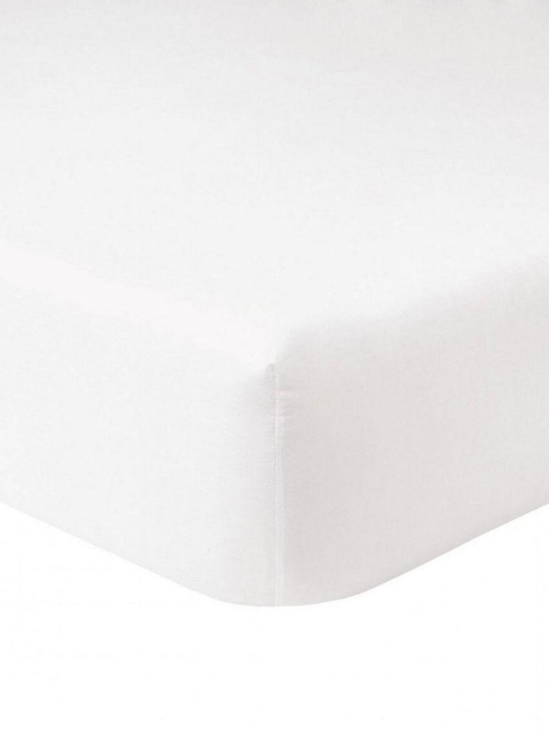 Drap housse 100% Coton 57 fils avec bonnet Blanc - Kiabi