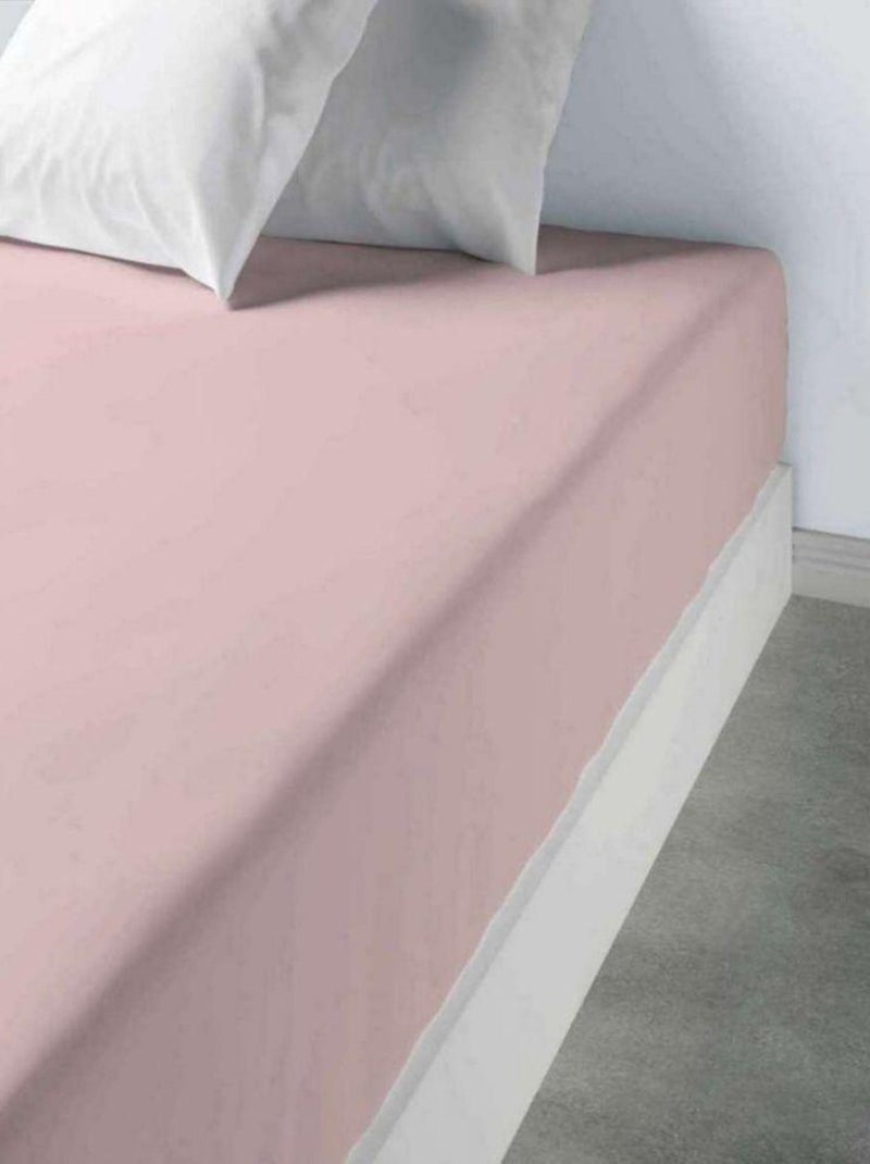 Drap housse 100% Coton 57 fils avec bonnet de 35 cm Blush - Kiabi