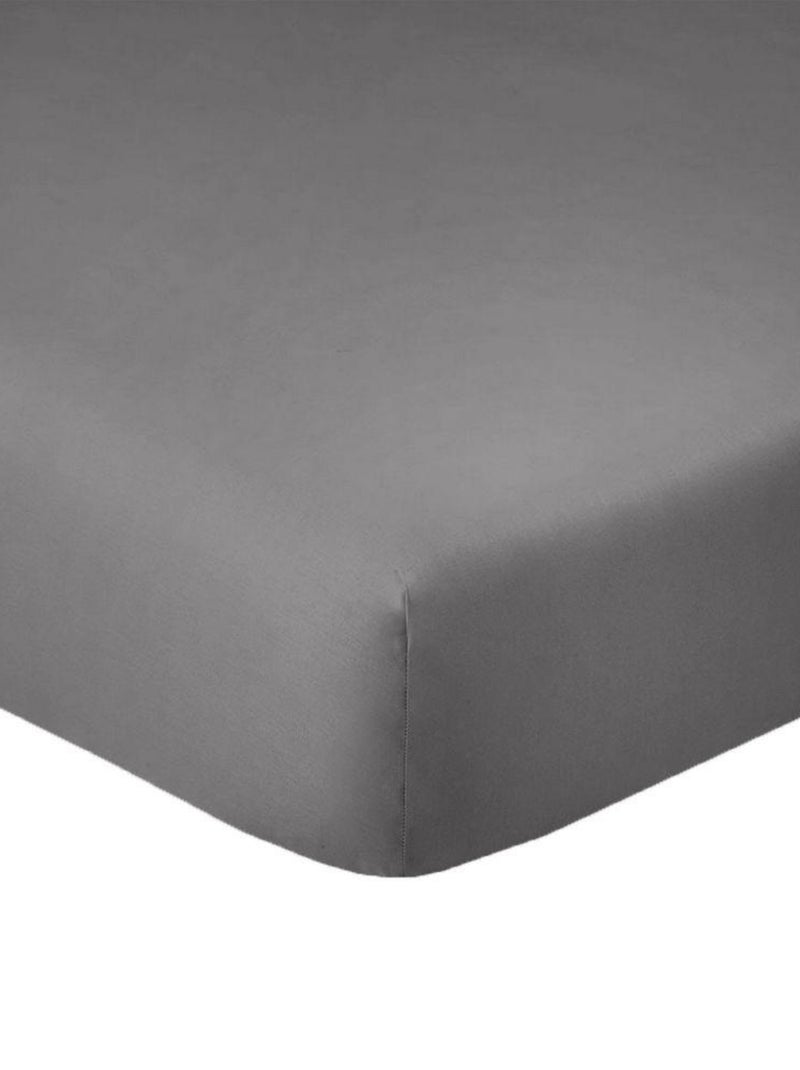Drap housse 100% Coton 57 fils avec bonnet gris anthracite - Kiabi