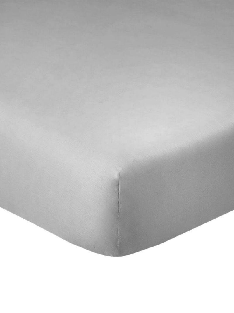 Drap housse 100% Coton 57 fils avec bonnet Gris clair - Kiabi