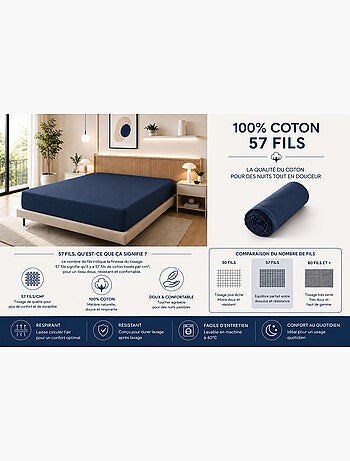 Drap Housse – 100% Coton 57 Fils/cm²