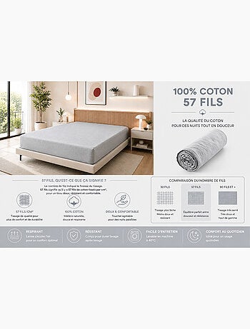 Drap Housse – 100% Coton 57 Fils/cm²