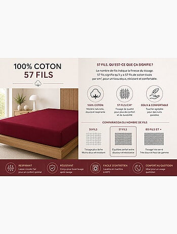 Drap Housse – 100% Coton 57 Fils/cm²
