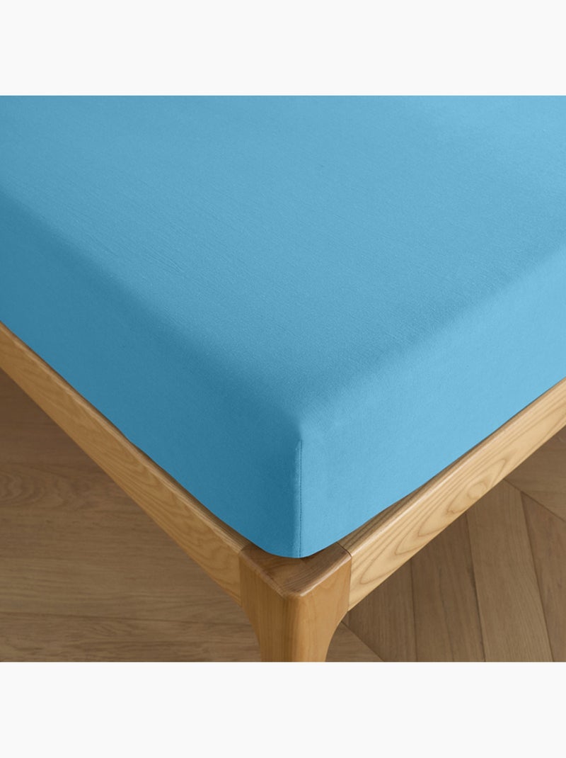 Drap housse – 100% coton 57 fils/cm² Turquoise - Kiabi