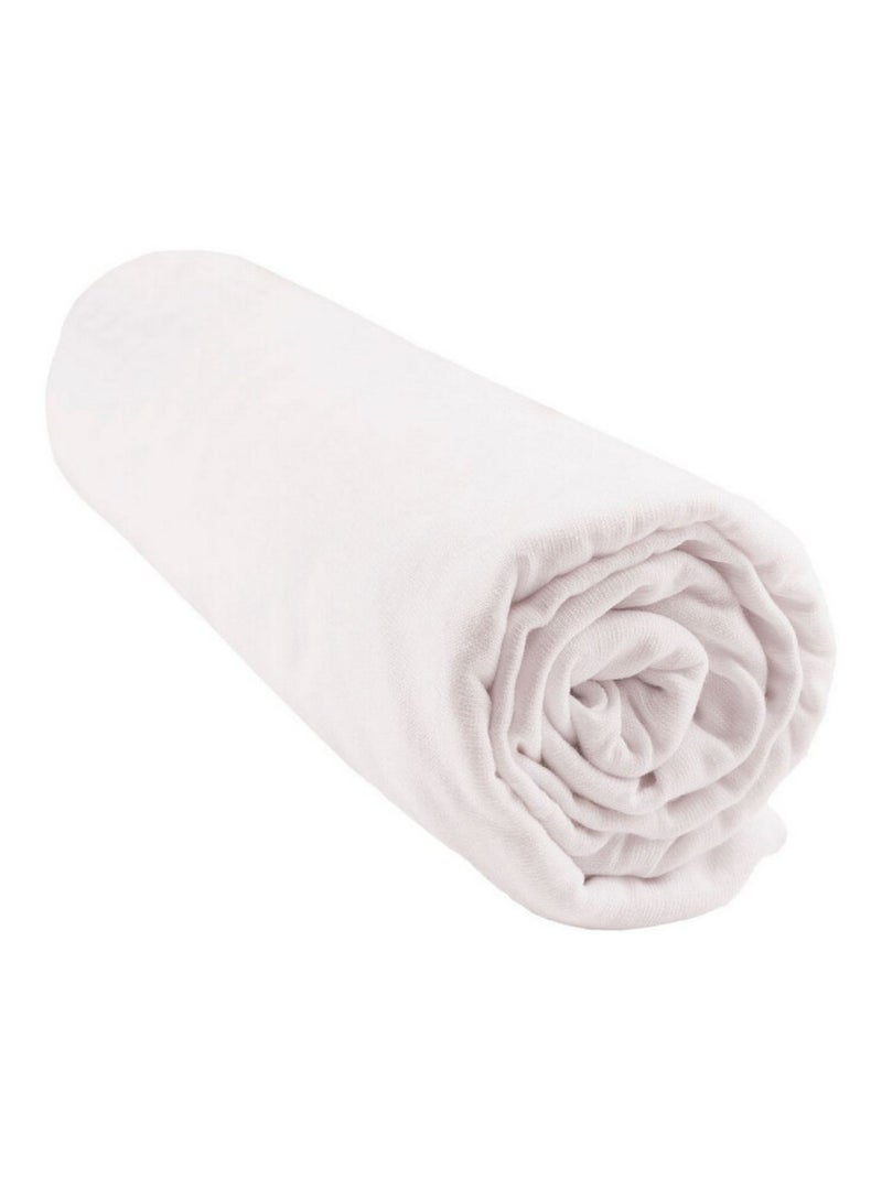 Drap housse 100% Coton Bio pour lit 140x190 / 140x200 cm - Blanc Blanc - Kiabi