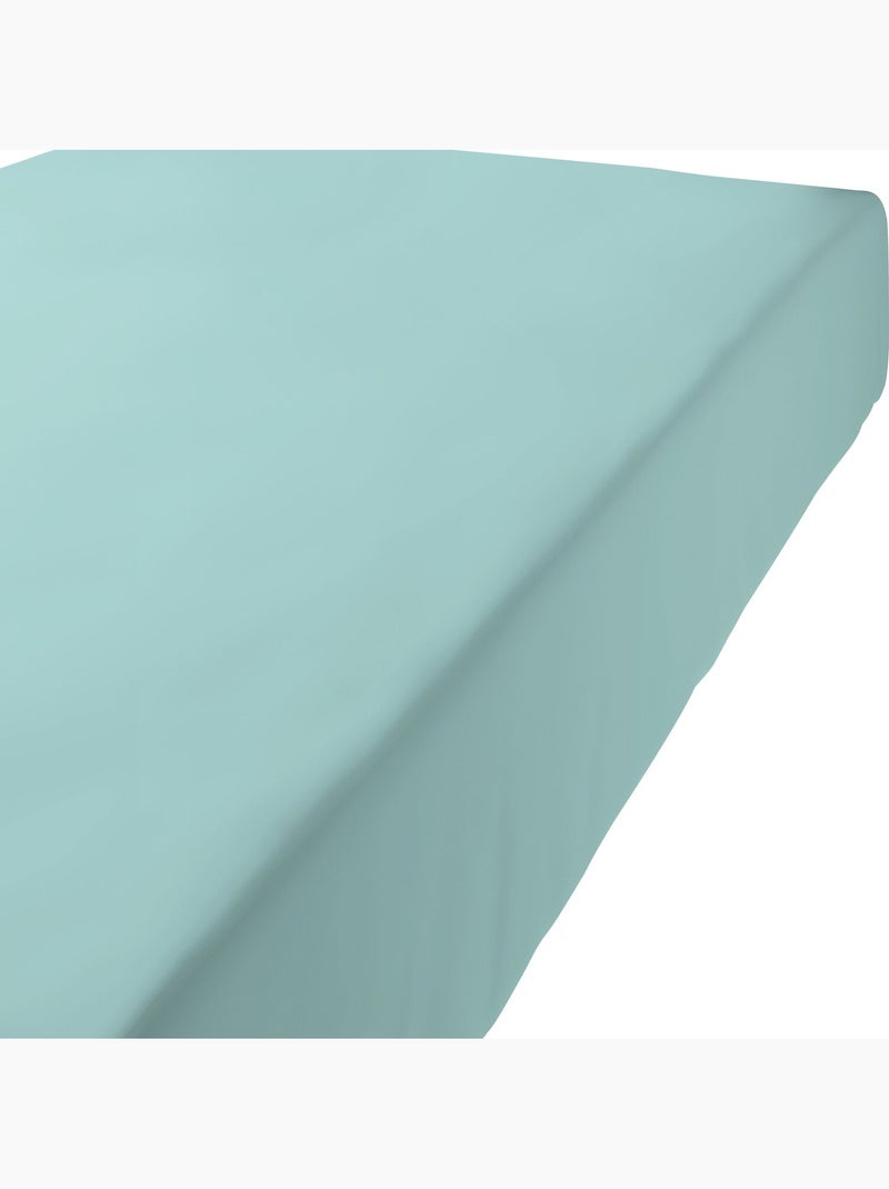 Drap housse 100 % coton oli Turquoise - Kiabi