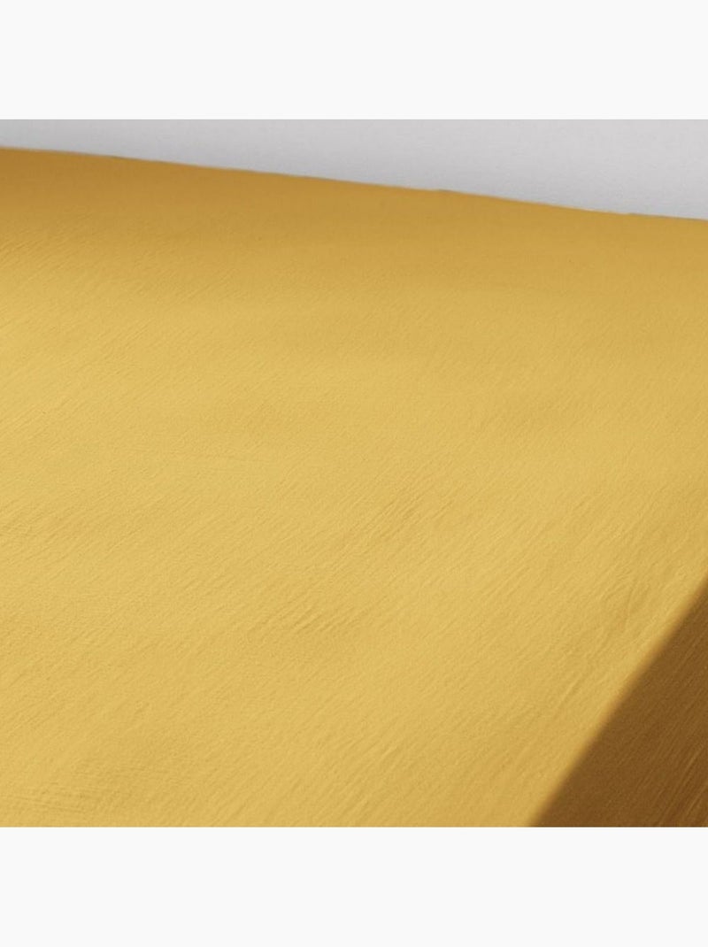 Drap housse 100% Gaze de Coton 74 fils Jaune - Kiabi