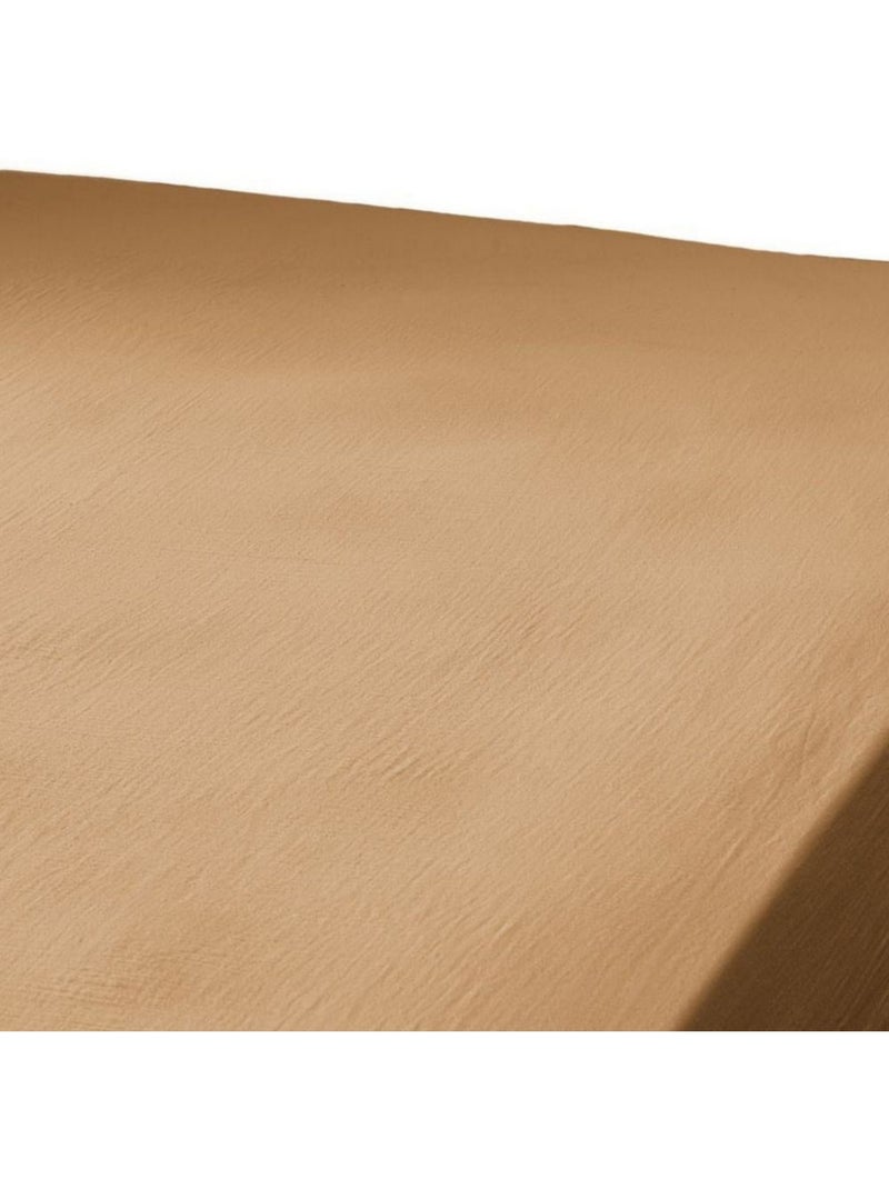 Drap housse 100% Gaze de Coton 74 fils Marron - Kiabi