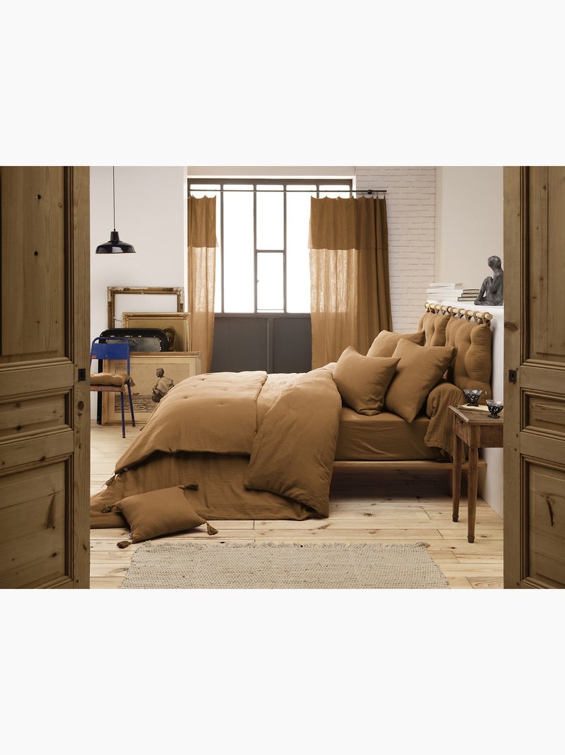 Drap housse 100% Gaze de Coton 74 fils Marron - Kiabi