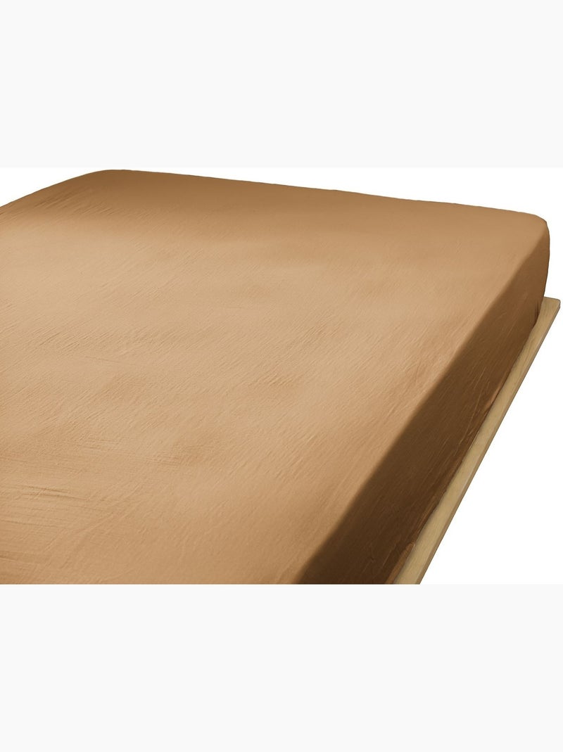 Drap housse 100% Gaze de Coton 74 fils Marron - Kiabi