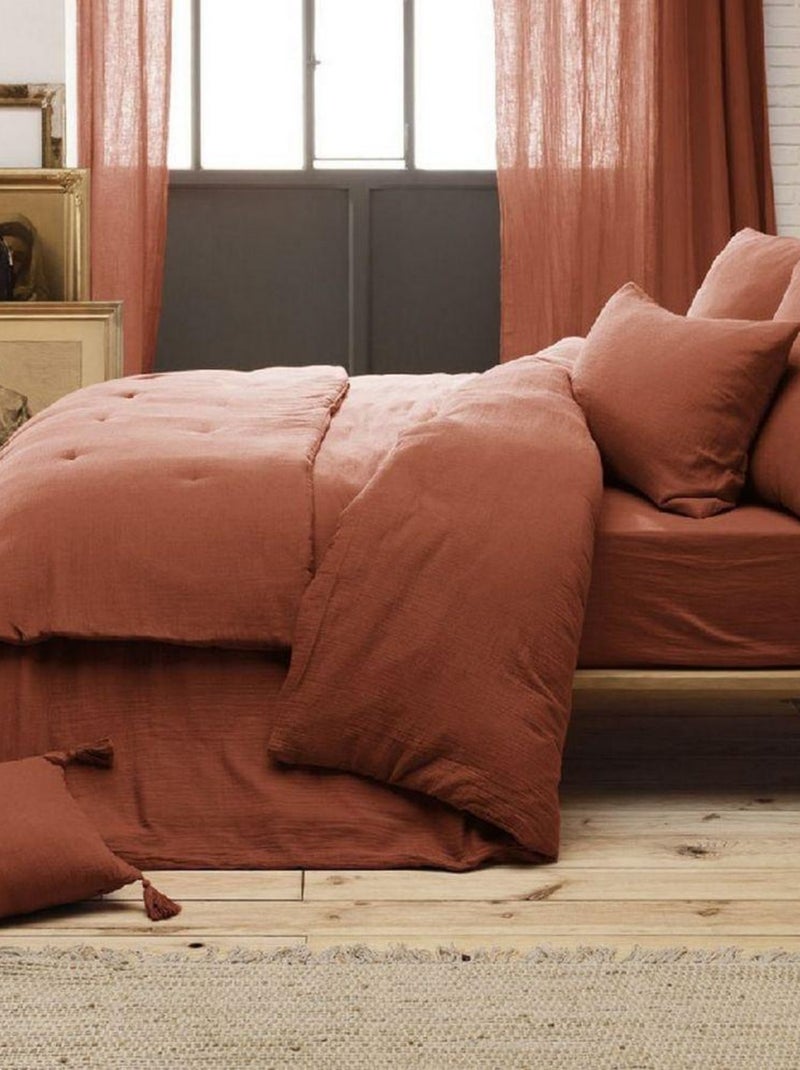 Drap housse 100% Gaze de Coton 74 fils Orange - Kiabi