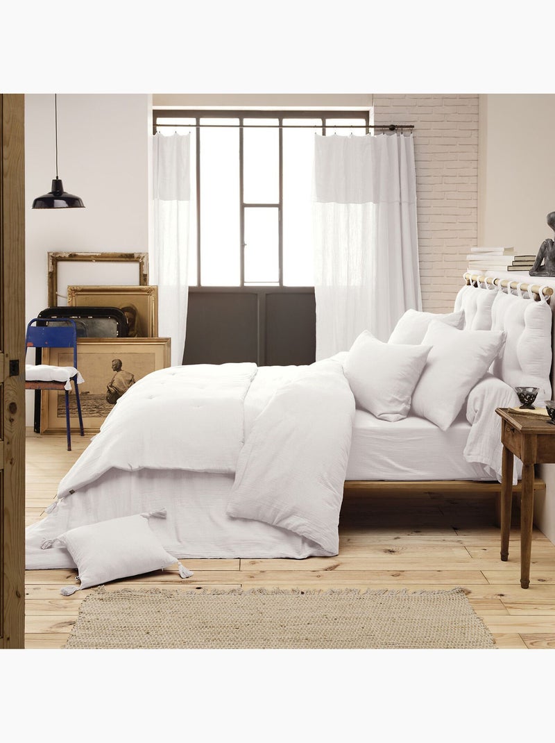 Drap housse 100 % gaze de coton ozen Blanc - Kiabi