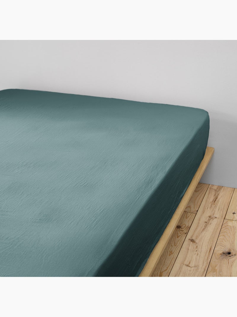Drap housse 100 % gaze de coton ozen Bleu canard - Kiabi