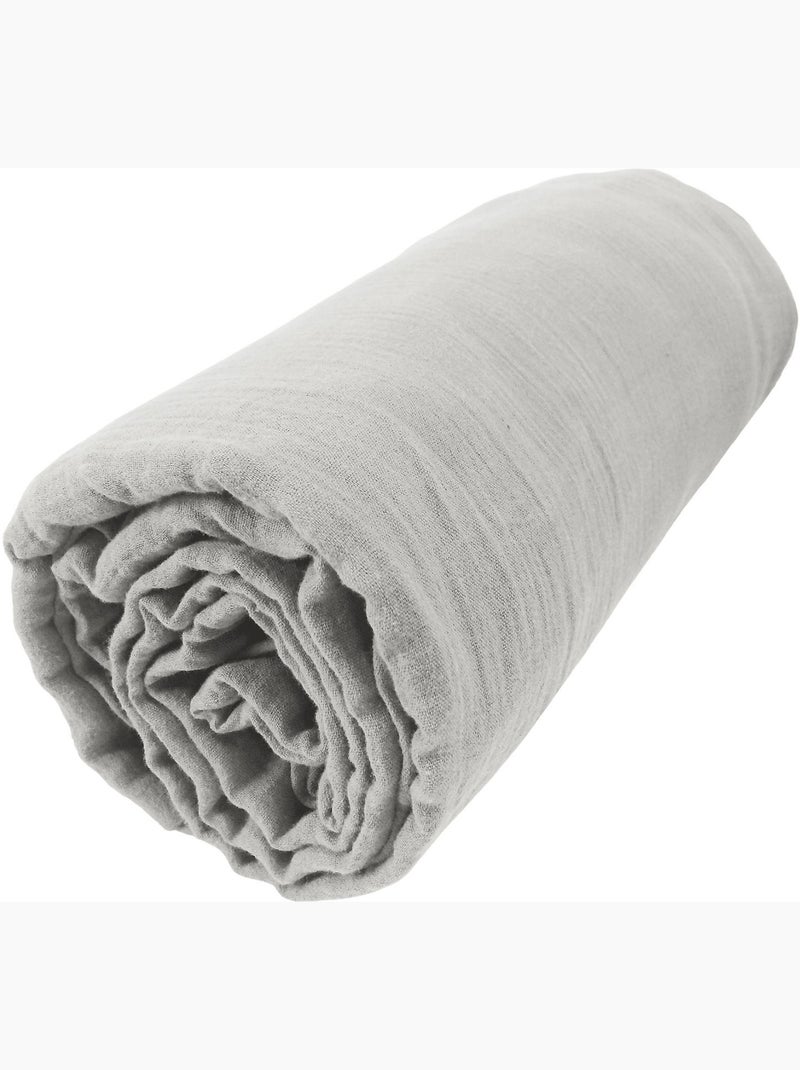 Drap housse 100 % gaze de coton ozen Gris - Kiabi