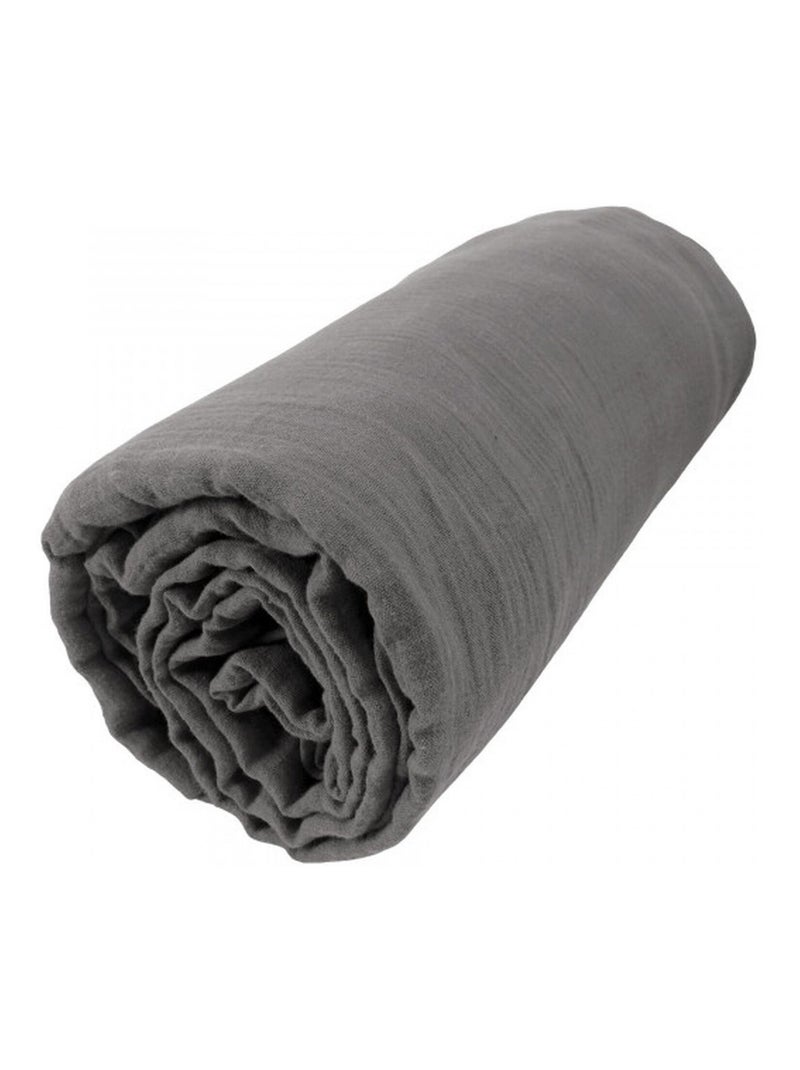 Drap housse 100 % gaze de coton ozen Gris - Kiabi