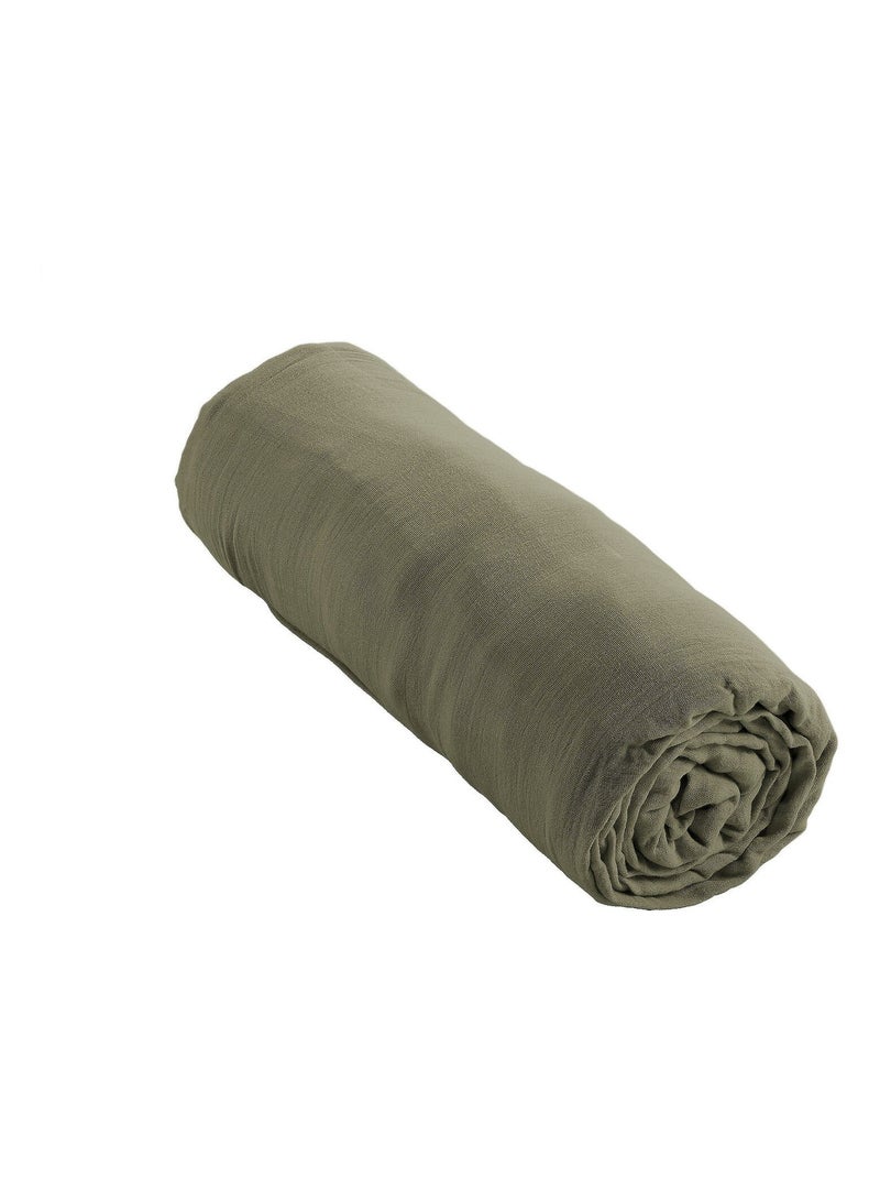 Drap housse 100 % gaze de coton ozen Kaki - Kiabi