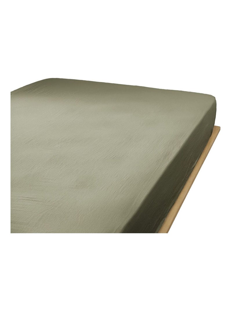 Drap housse 100 % gaze de coton ozen Kaki - Kiabi