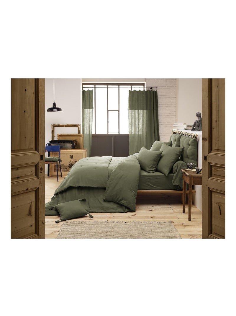 Drap housse 100 % gaze de coton ozen Kaki - Kiabi