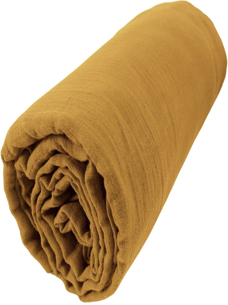 Drap housse 100 % gaze de coton ozen Safran - Kiabi