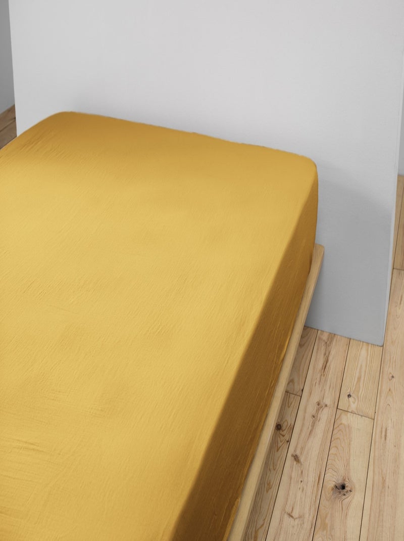 Drap housse 100 % gaze de coton ozen Safran - Kiabi