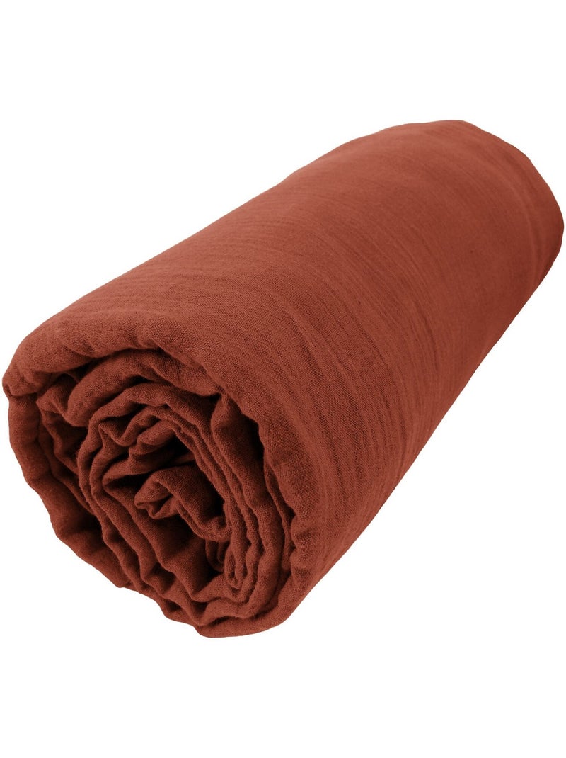 Drap housse 100 % gaze de coton ozen Terracotta - Kiabi