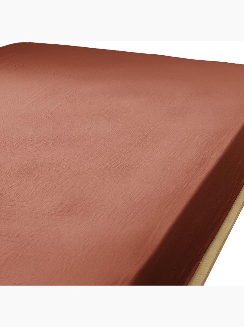 Drap housse 100 % gaze de coton ozen Terracotta - Kiabi