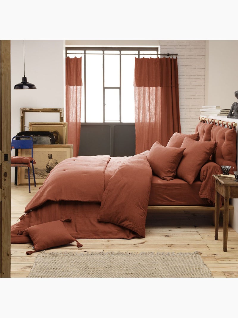 Drap housse 100 % gaze de coton ozen Terracotta - Kiabi