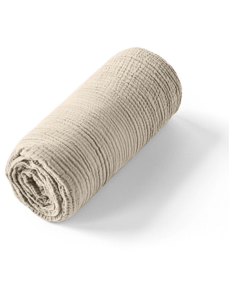 Drap housse 100 % gaze de coton pur Ecru - Kiabi