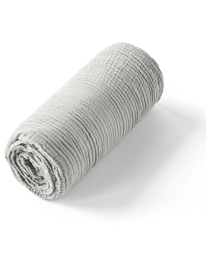 Drap housse 100 % gaze de coton pur Gris glacier - Kiabi