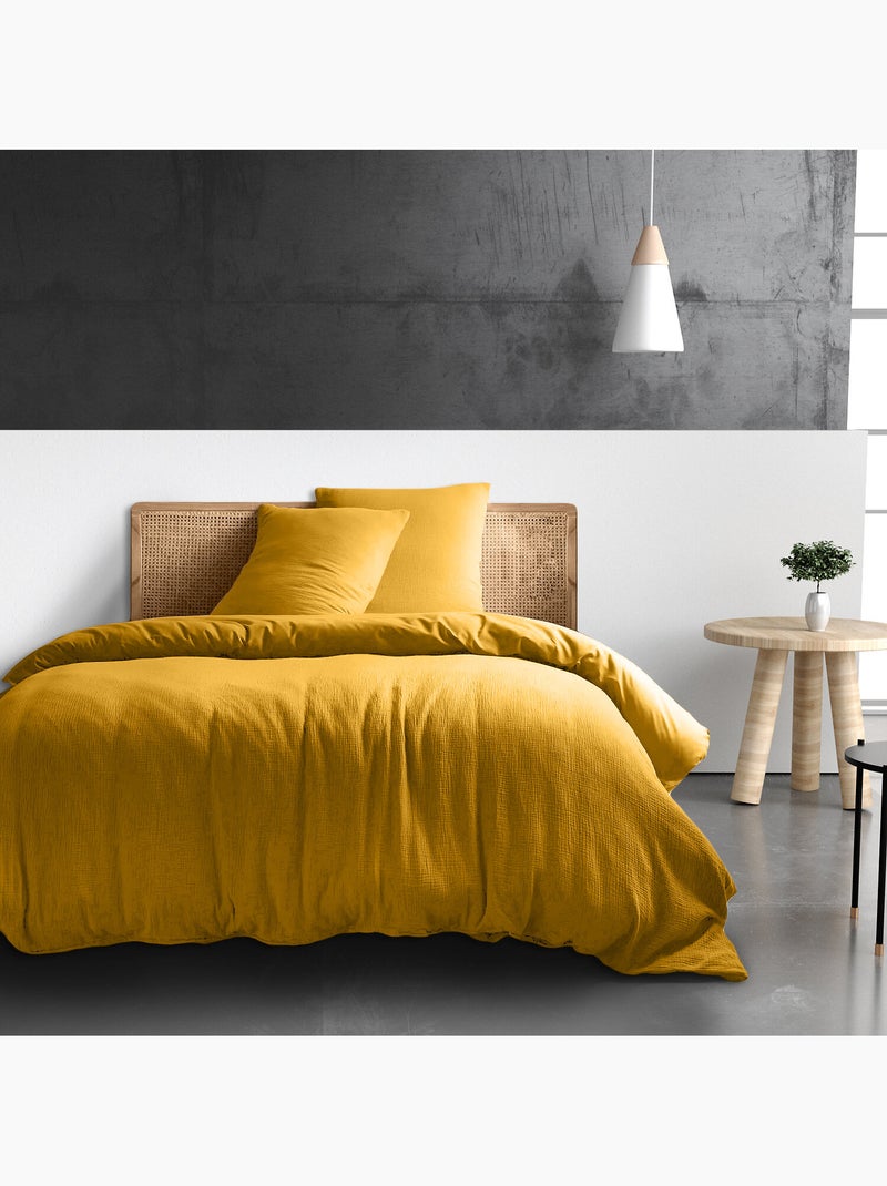 Drap housse 100 % gaze de coton pur Gris glacier - Kiabi
