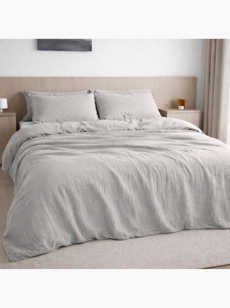 Drap housse 100 % gaze de coton pur Gris glacier - Kiabi