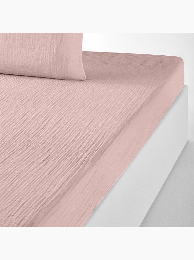 Drap housse 100 % gaze de coton pur Rose lotus - Kiabi