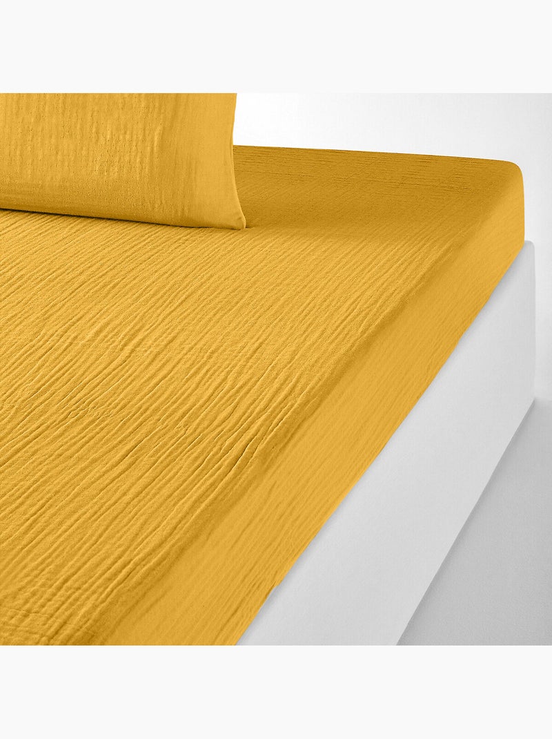 Drap housse 100 % gaze de coton pur Safran - Kiabi