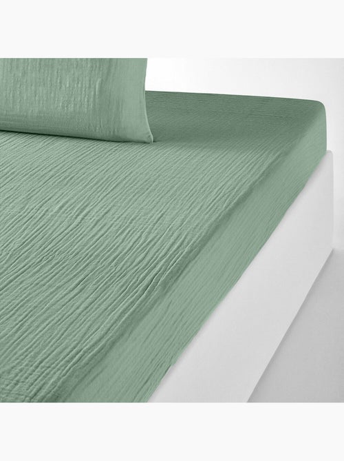 Drap housse 100 % gaze de coton pur - Kiabi