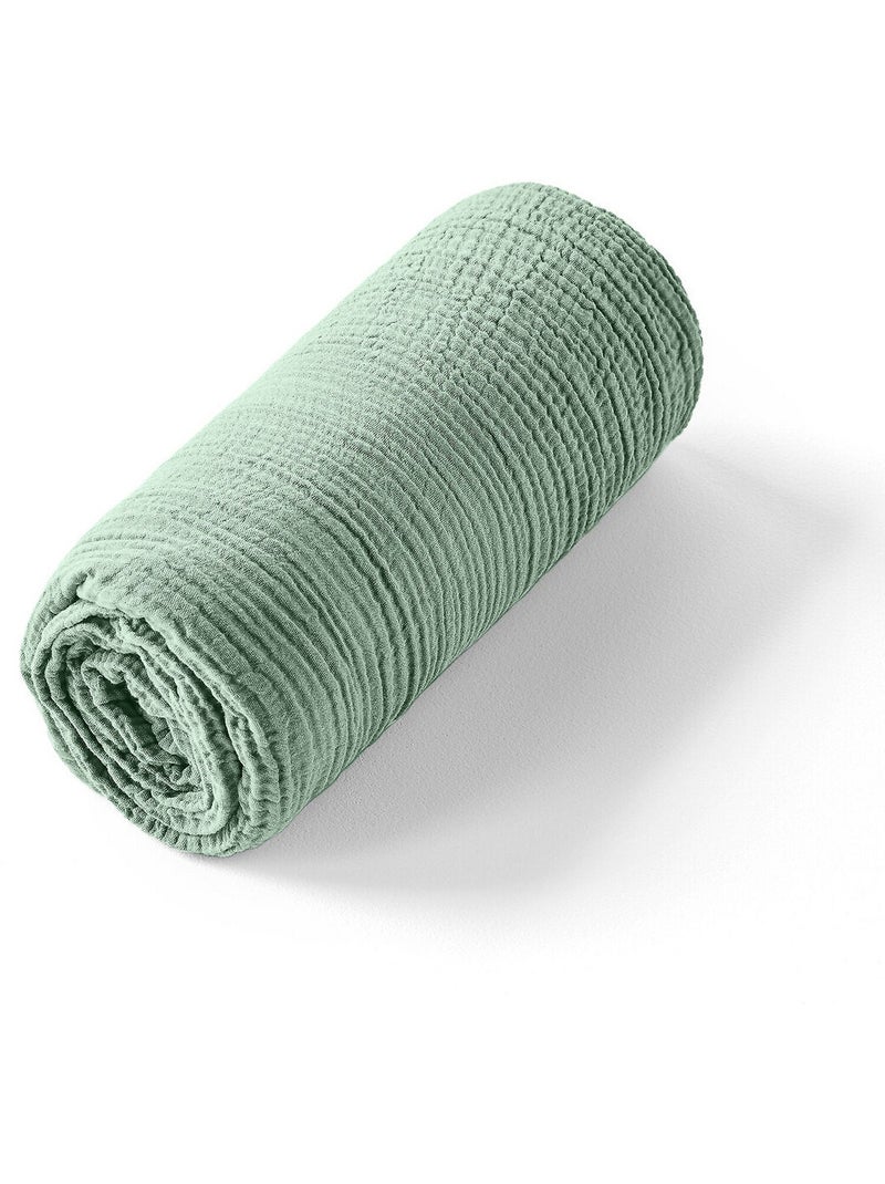Drap housse 100 % gaze de coton pur Vert d'eau - Kiabi