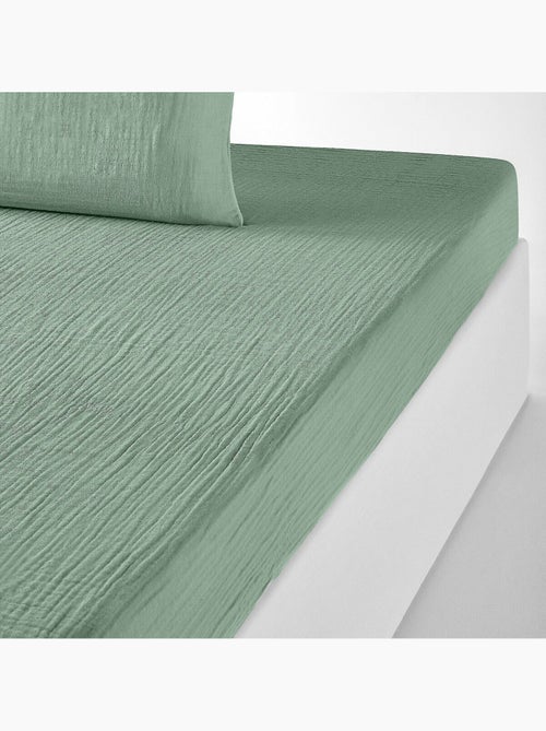 Drap housse 100 % gaze de coton pur - Kiabi