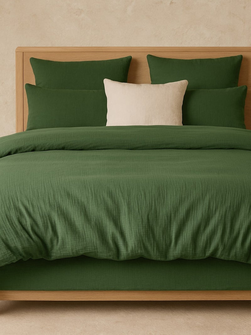 Drap housse 100 % gaze de coton pur Vert - Kiabi