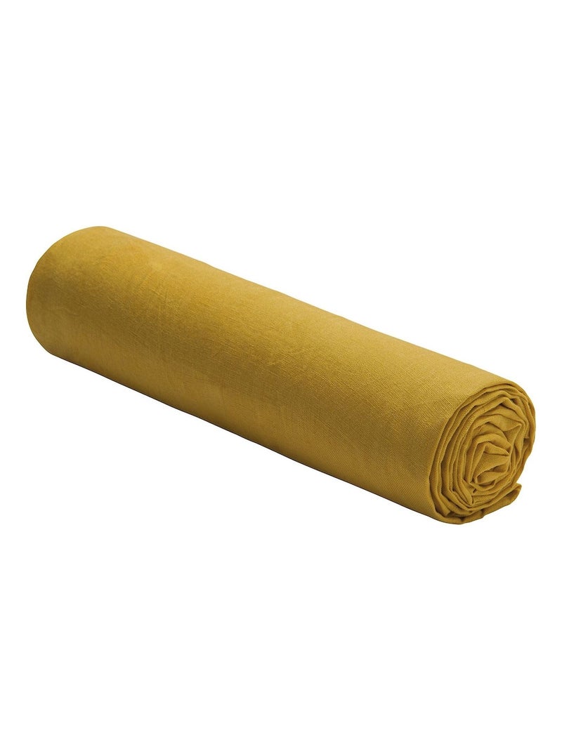 Drap housse 100 % lin signature Jaune - Kiabi