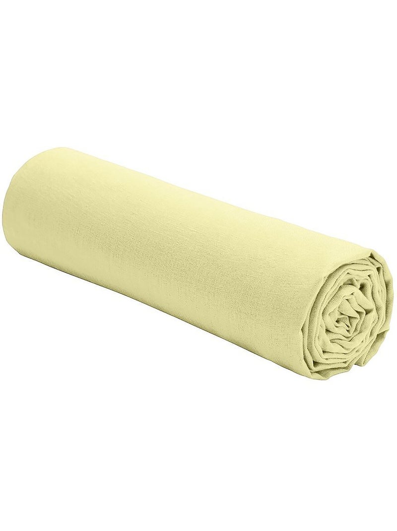 Drap housse 100 % lin signature Jaune - Kiabi