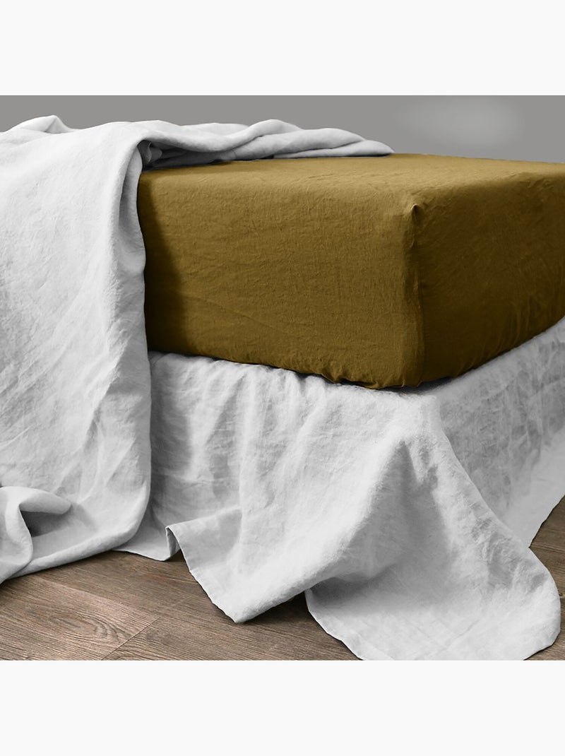 Drap housse 100 % lin signature Moka - Kiabi