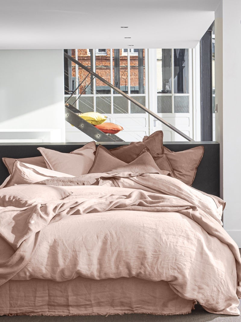 Drap housse 100 % lin signature Rose - Kiabi