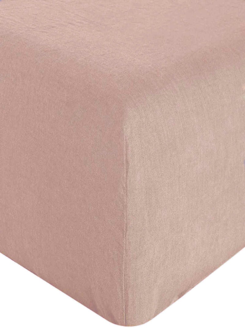 Drap housse 100 % lin signature Rose - Kiabi