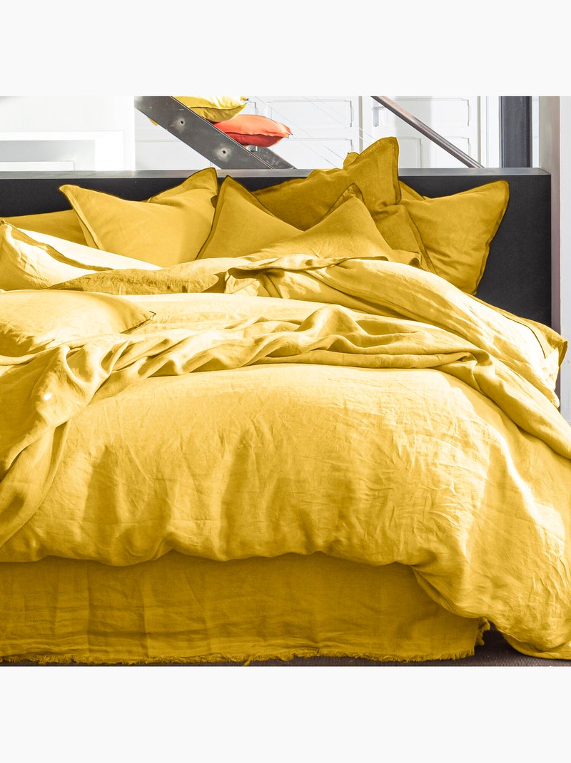 Drap housse 100 % lin signature Rouge - Kiabi