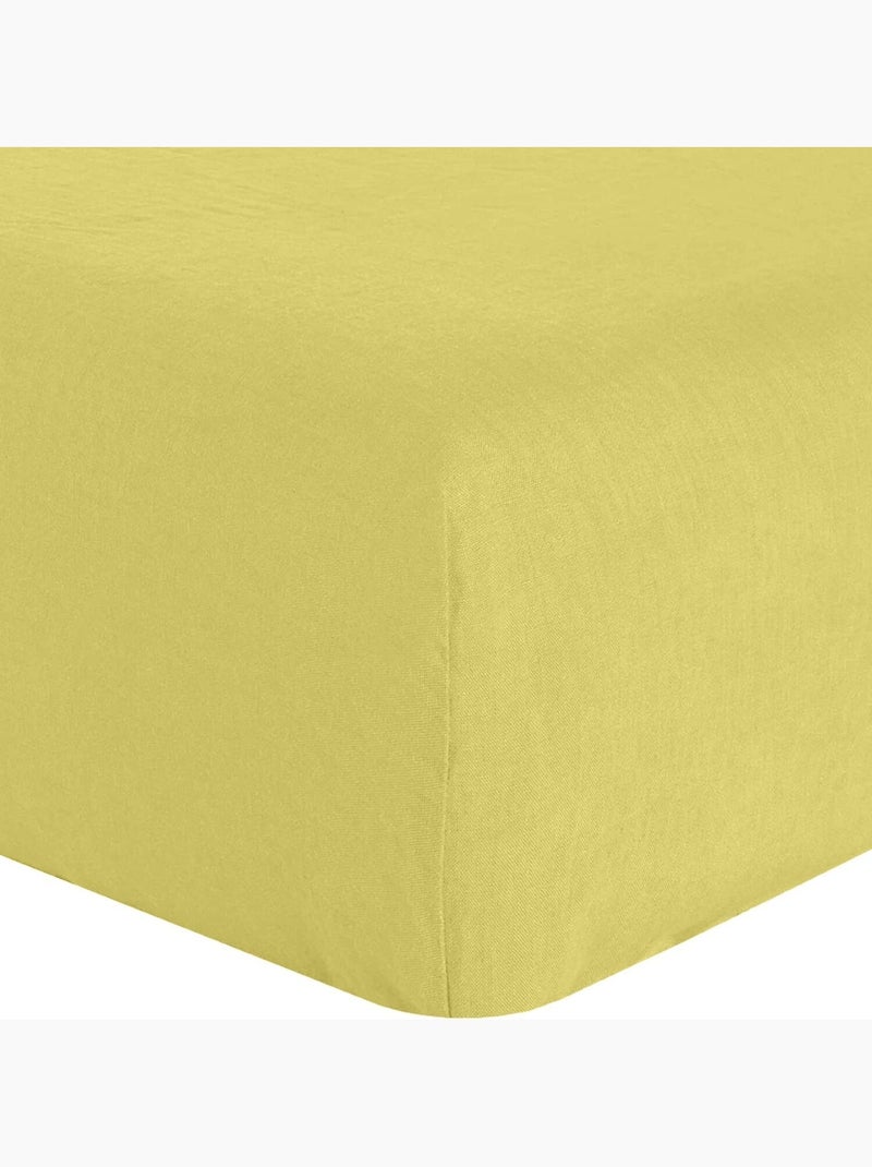 Drap housse 100 % lin signature Vert - Kiabi
